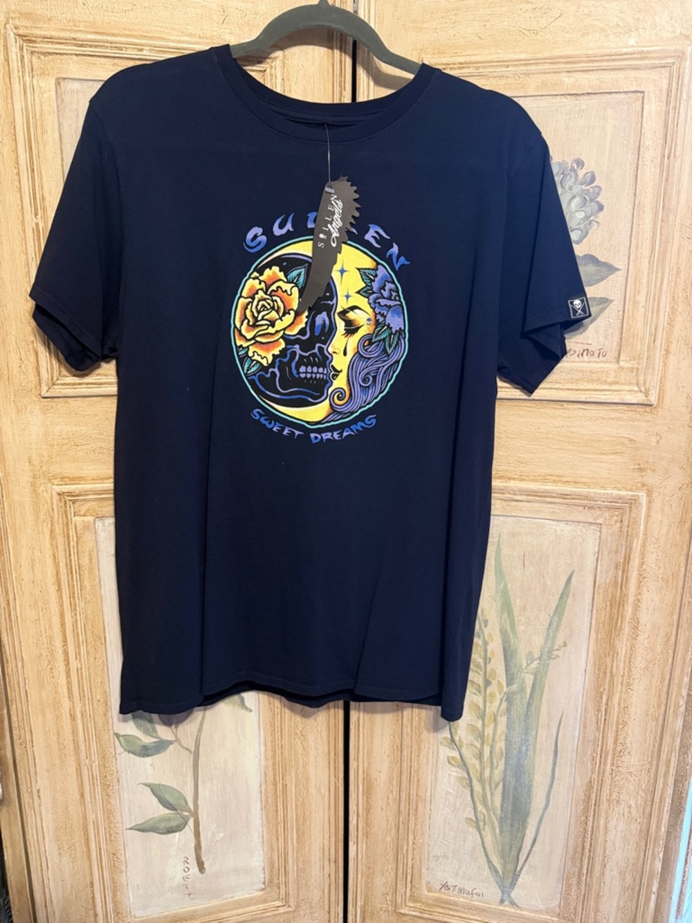 Guerven Navy Graphic Tee - Sweet Dreams Skull & Rose